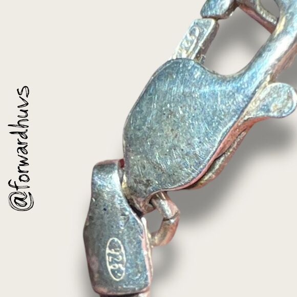 Sterling Silver 925 Omega Chain Necklace – Large Faceted Glass Pendant - Picture 5 of 9